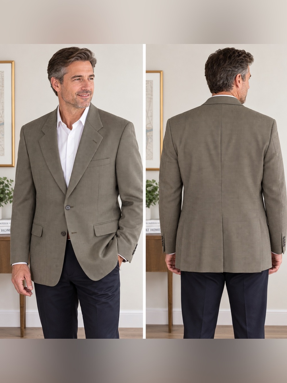 Vintage Burberrys Brown Wool Houndstooth Blazer Sport Coat Approx 40R